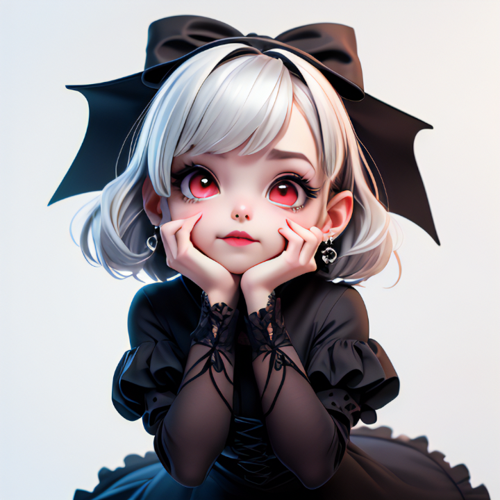 ゴスロリファッションのかわいい女の子。日常使いができるスタンプ。
